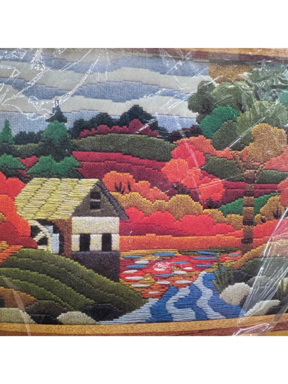 Vintage Crewel Embroidery Kit Creative Circle Old Mill 1981 Farmhouse Fiber Art - Picture 4 of 6